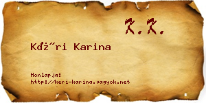Kéri Karina névjegykártya